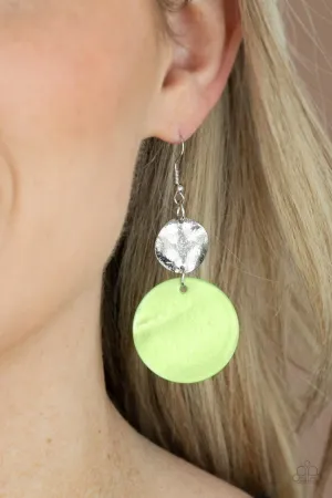 Opulently Oasis - Green - Seashell Disc Paparazzi Fishhook Earrings
