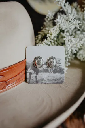 Oval Burst Stamped Concho Earrings