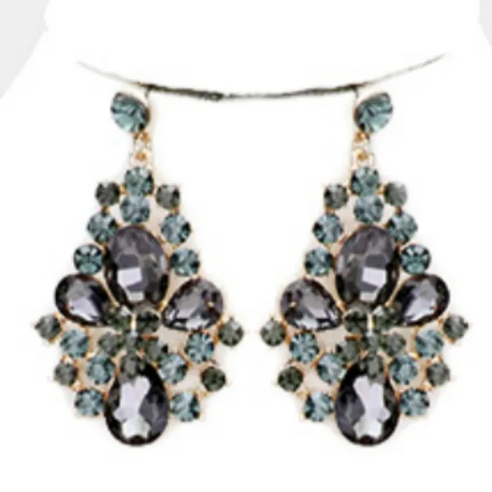 Oversized Black Crystal Rhinestone Statement Necklace Set