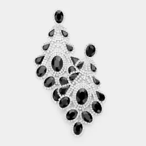 Oversized Black/Clear Crystal Statement Earrings | 455357