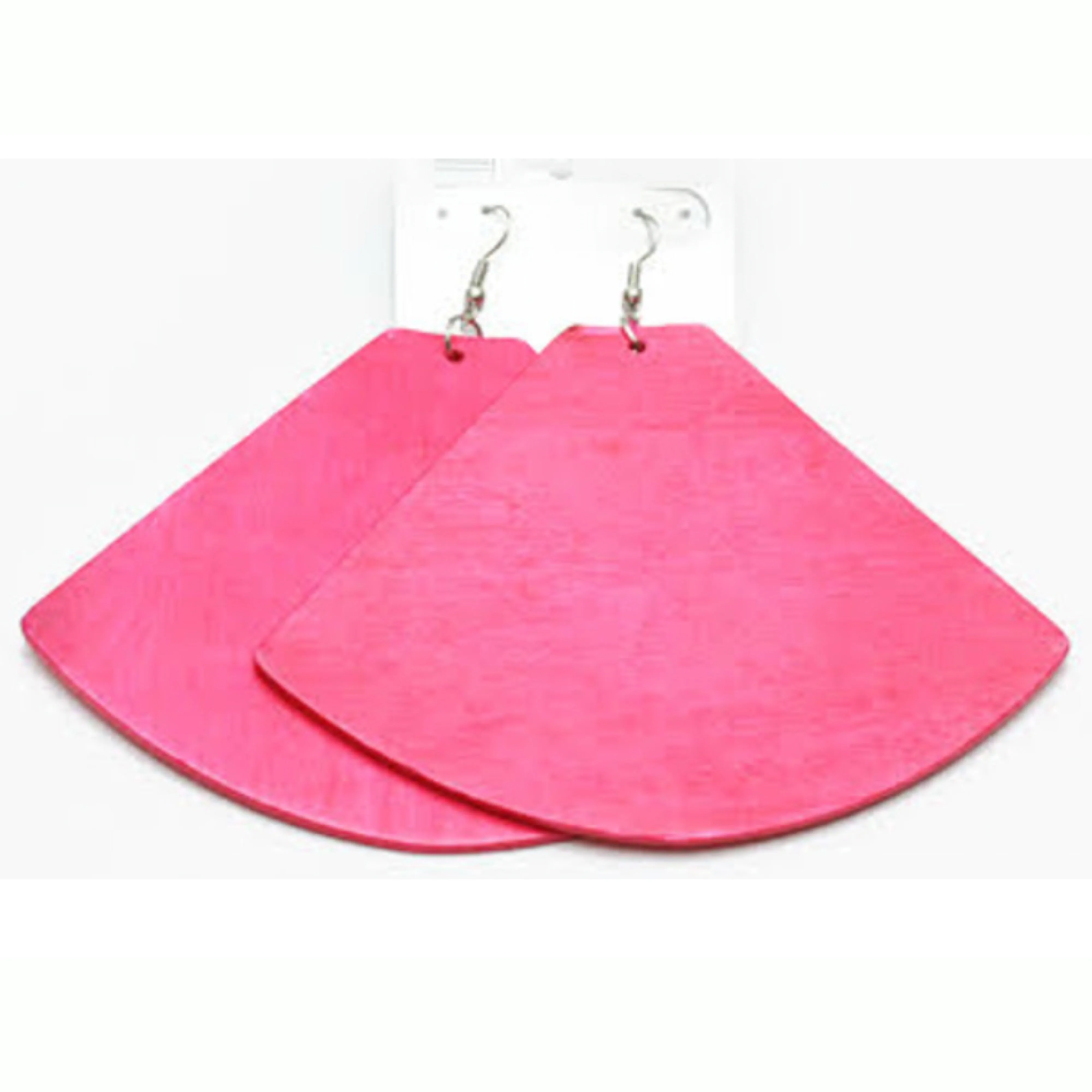 Oversized Fan Shaped Wood Earrings