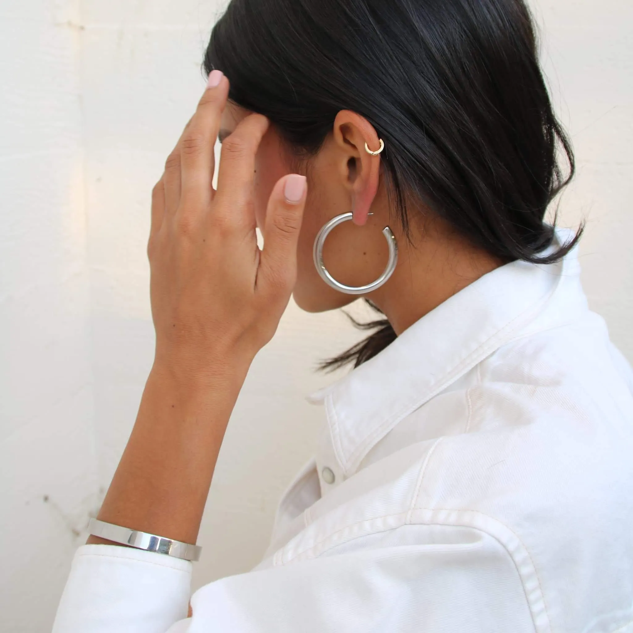 Oversized Silver Tube Hoops