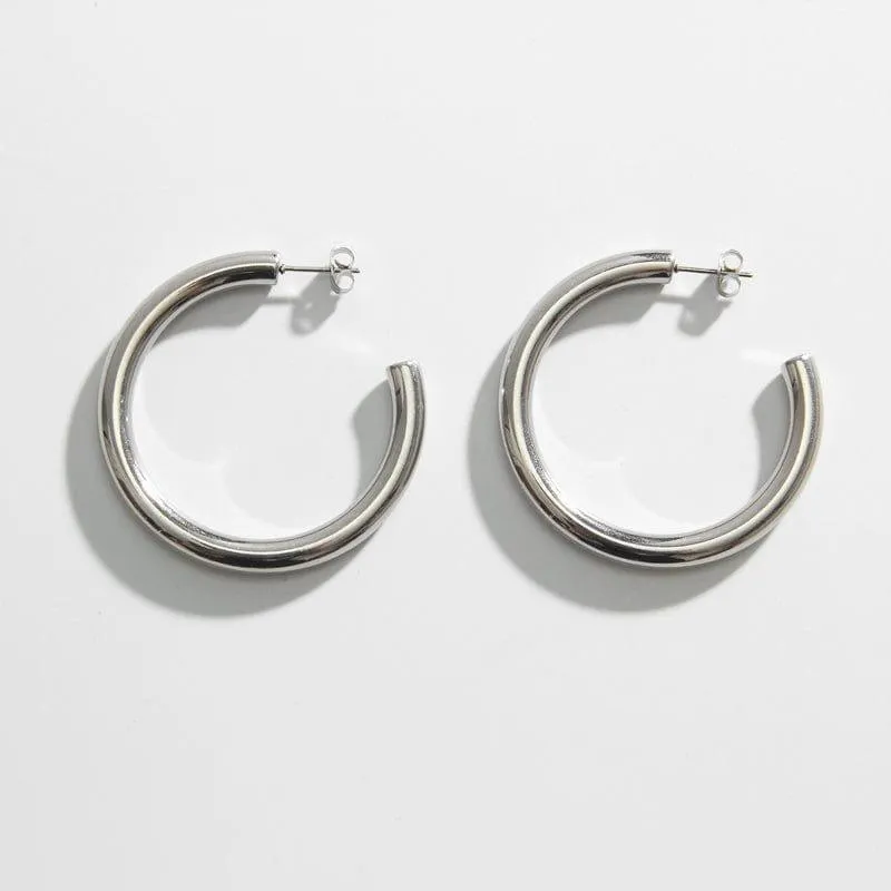 Oversized Silver Tube Hoops