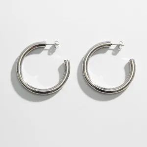 Oversized Silver Tube Hoops