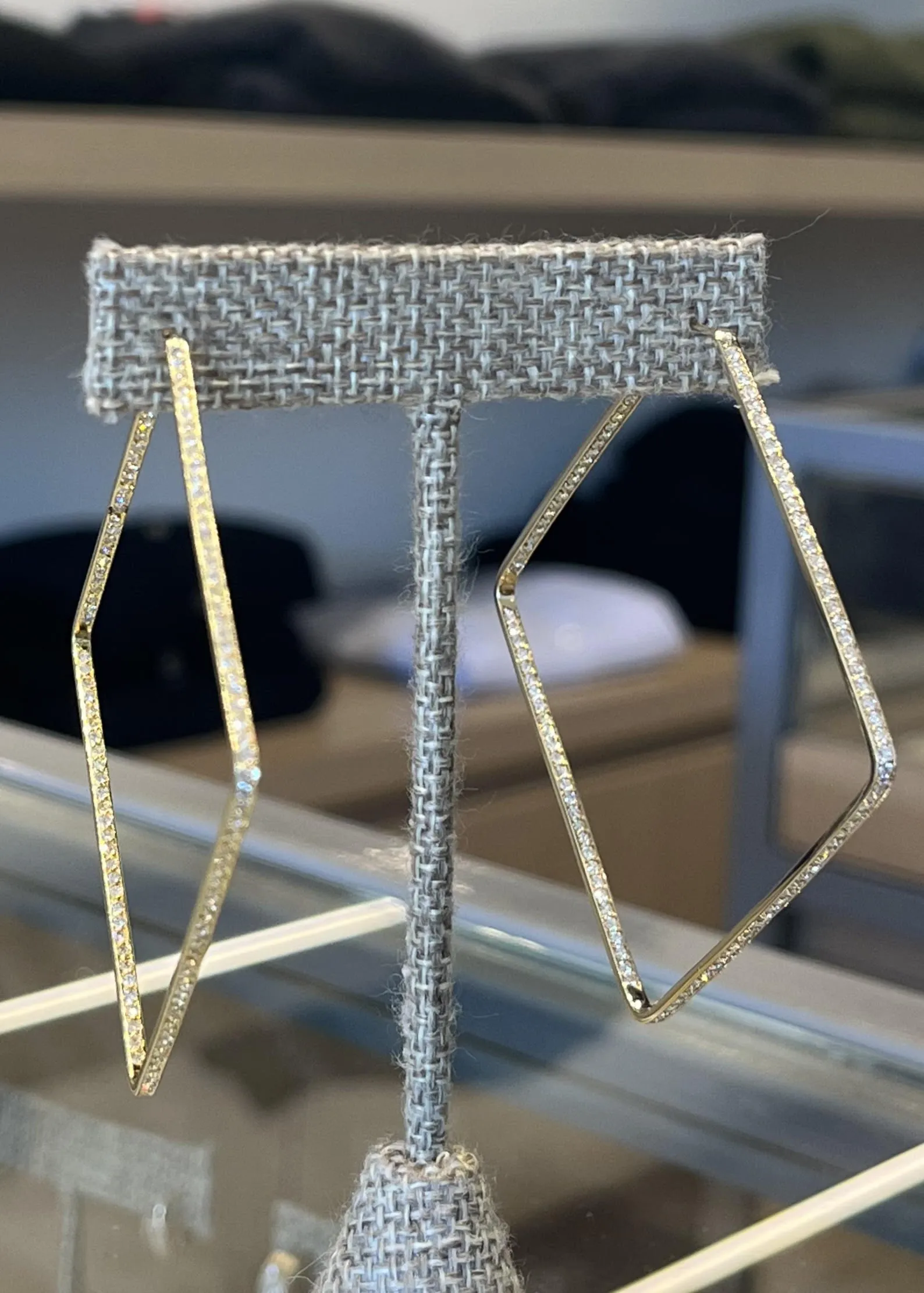 Oversized Square Diamond Hoop Earrings
