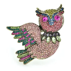 Owl Brooches Shining Rhinestone