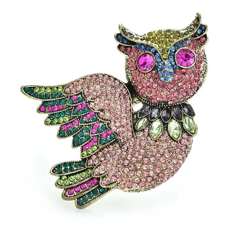 Owl Brooches Shining Rhinestone