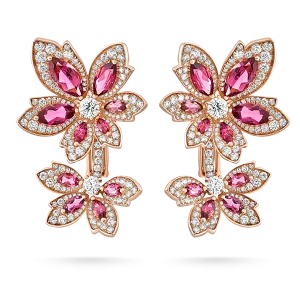 Palm Two Flower Rubellite Earrings