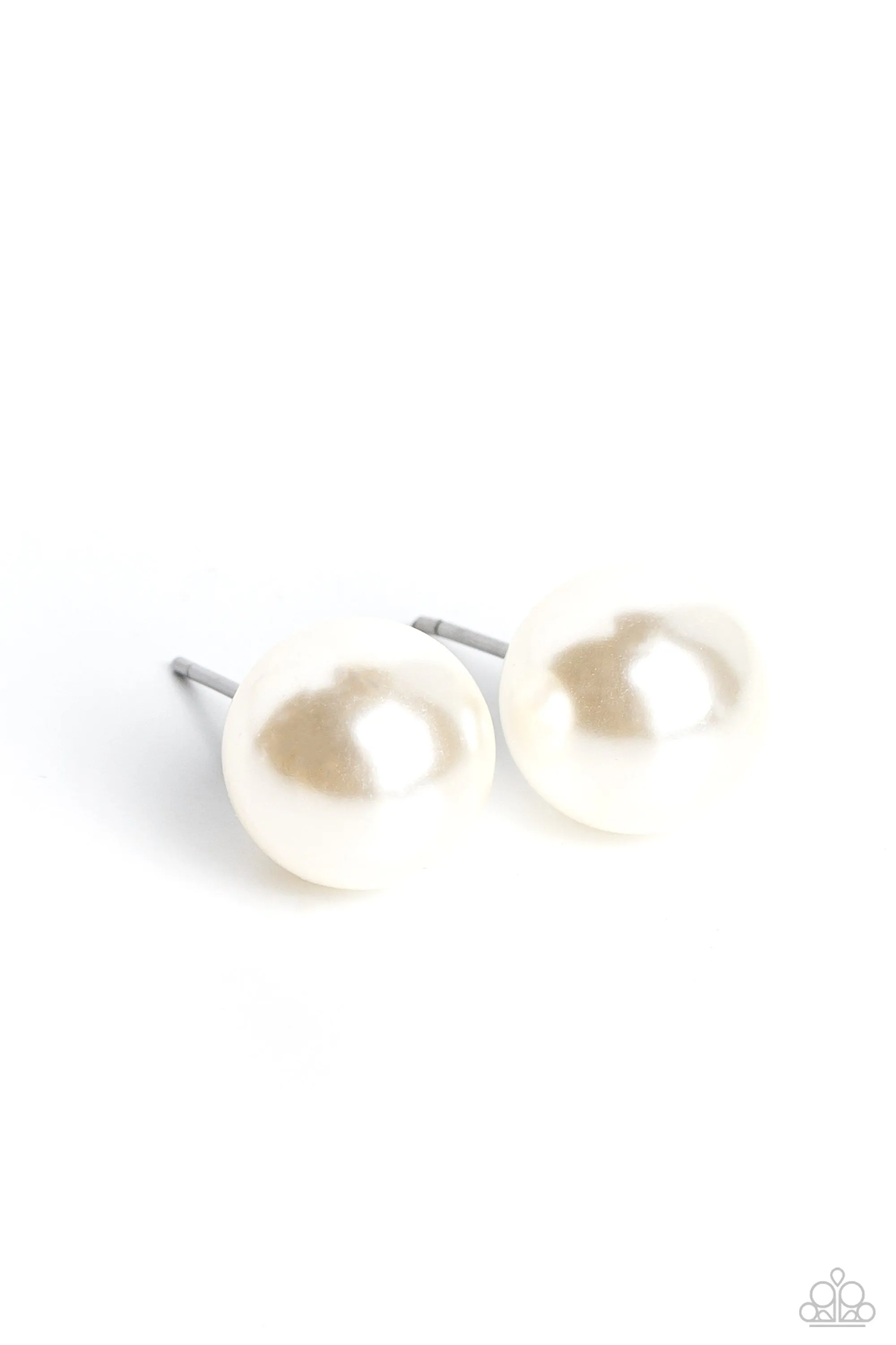 Paparazzi Debutante Details - White Post Earrings