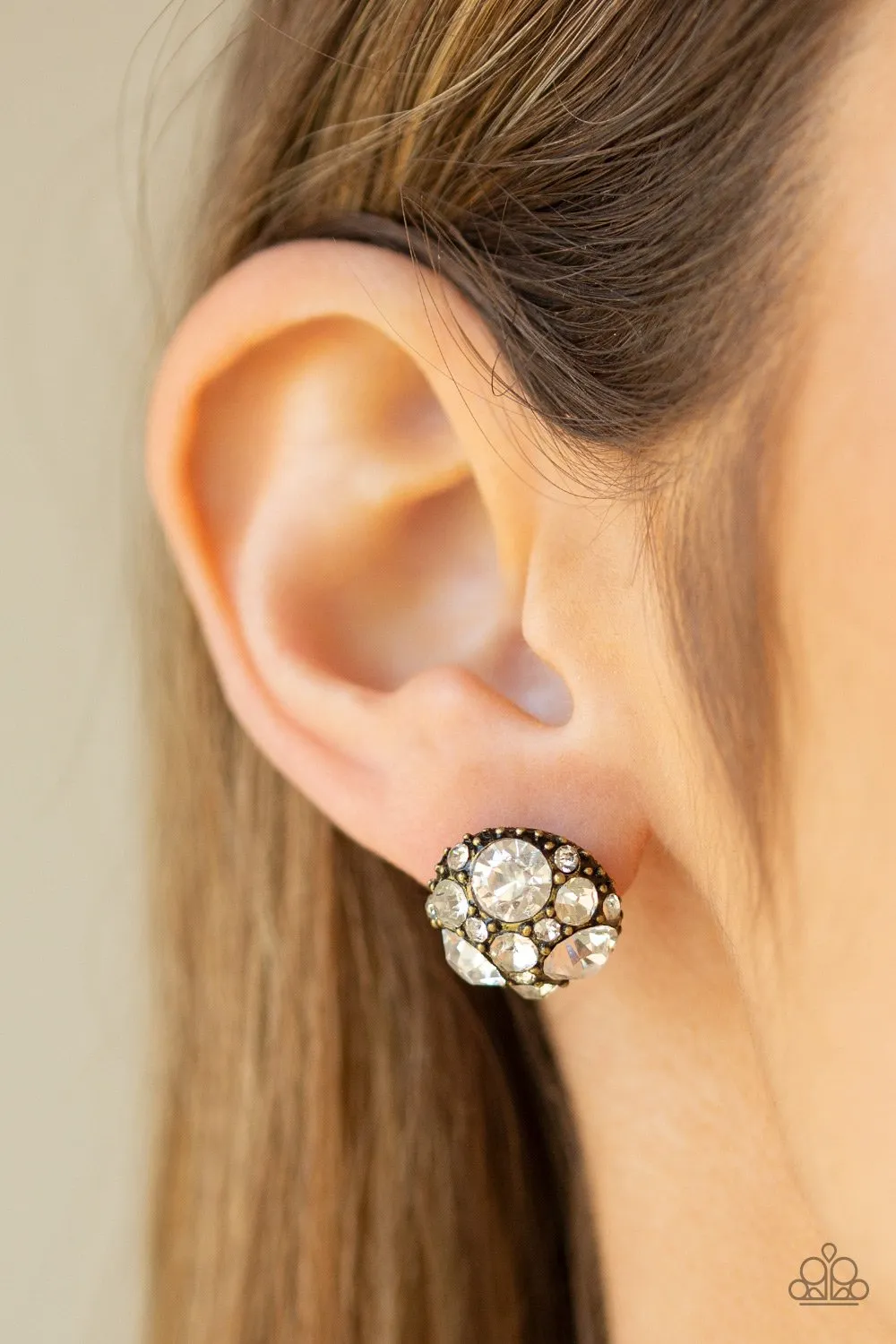 Paparazzi Diamond Daze - Brass Post Earrings