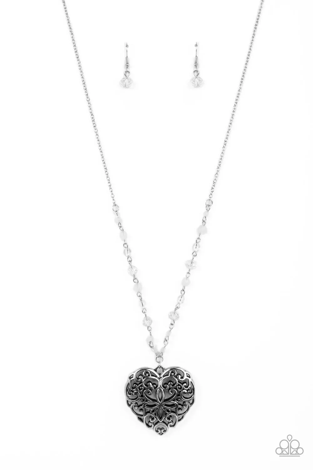 Paparazzi Doting Devotion - White Heart Necklace