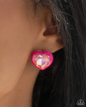 Paparazzi Heartfelt Haute - Pink Earrings