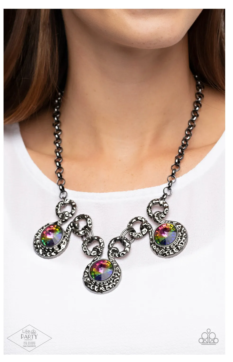 Paparazzi Hypnotized - Multi Oil Spill Necklace - Pink Diamond Life of The Party Exclusive