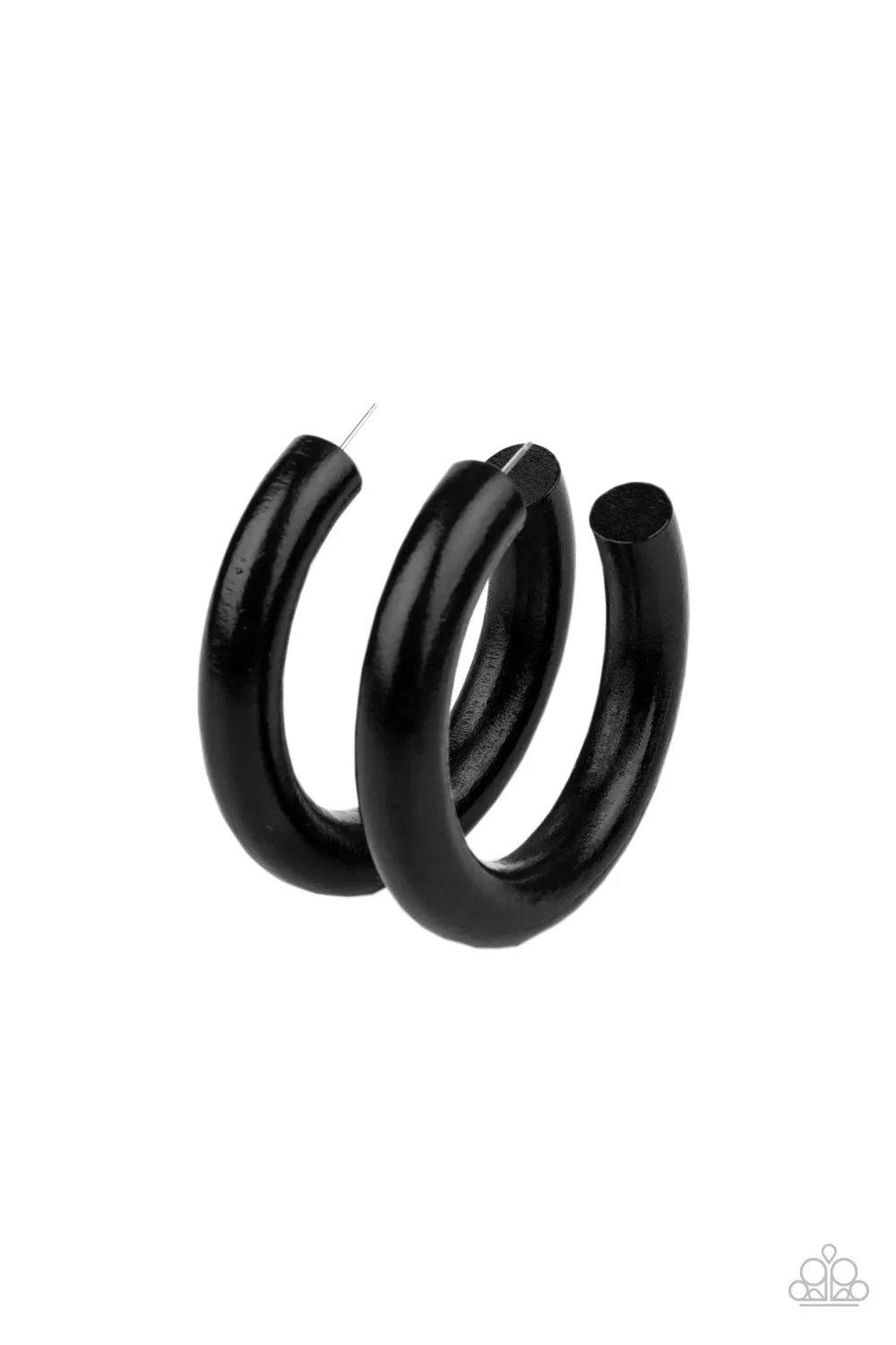 Paparazzi I WOOD Walk 500 Miles - Black Hoop Earrings