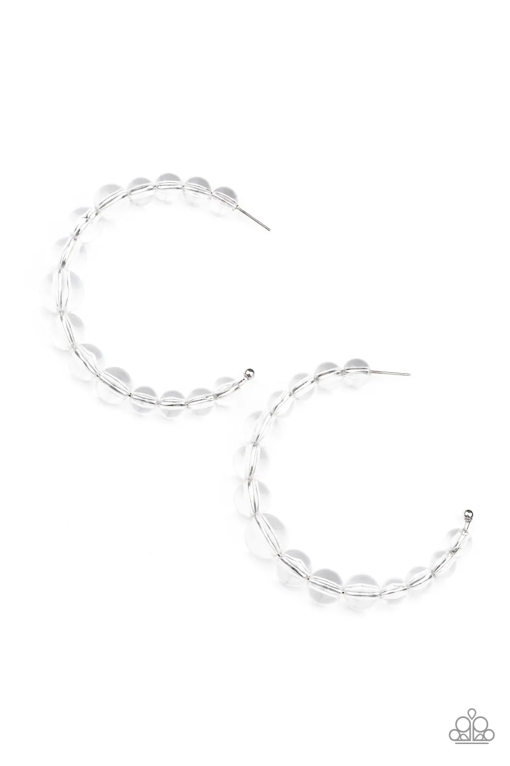 Paparazzi In The Clear - White Acrylic Hoop Earrings