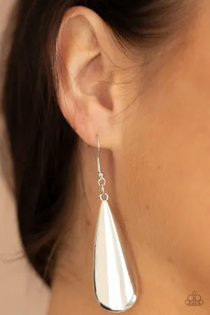 Paparazzi The Drop Off - Silver Teardrop Earrings