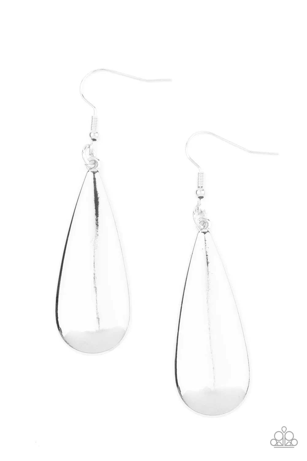 Paparazzi The Drop Off - Silver Teardrop Earrings