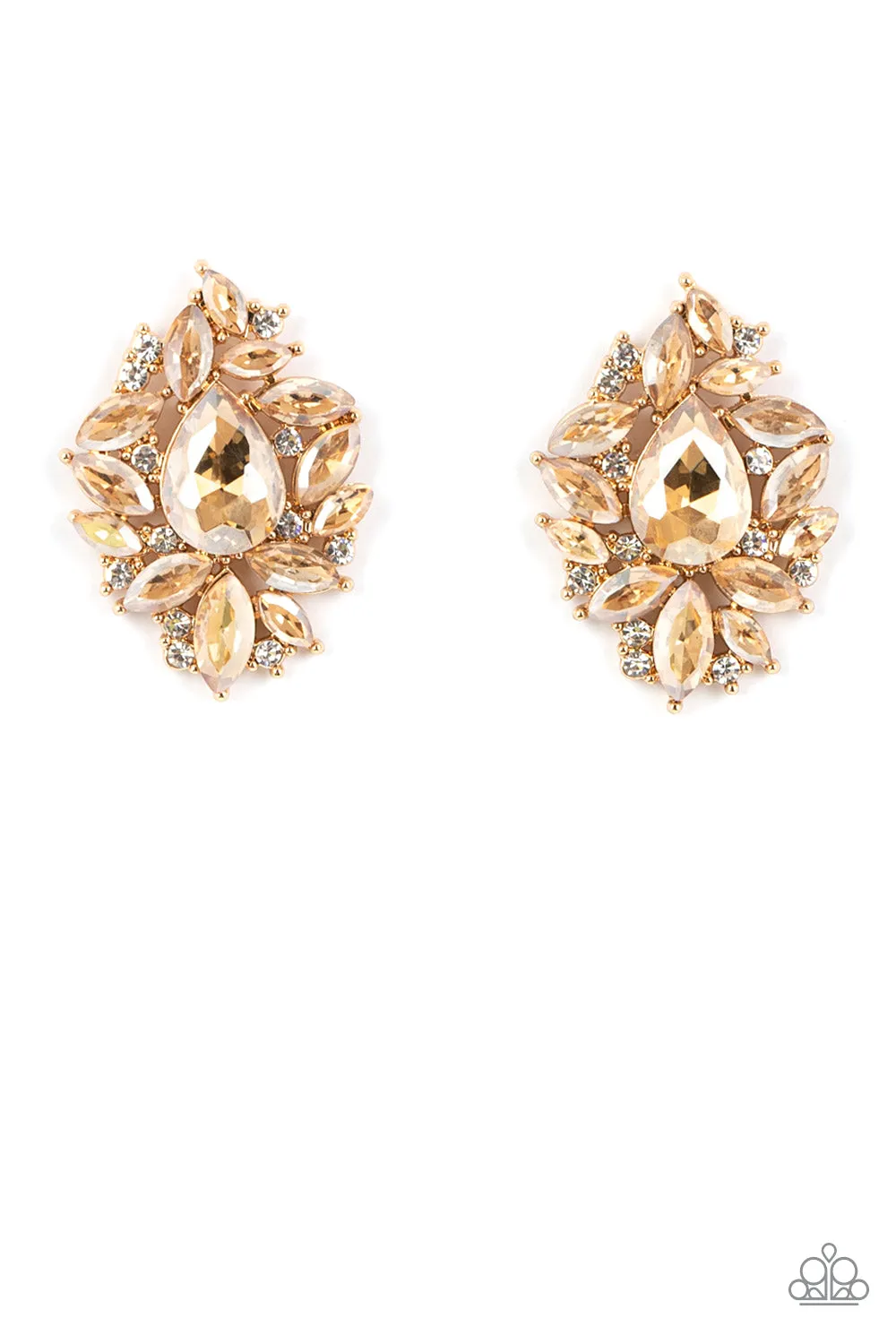 Paparazzi We All Scream for Ice QUEEN - Gold Post Earrings