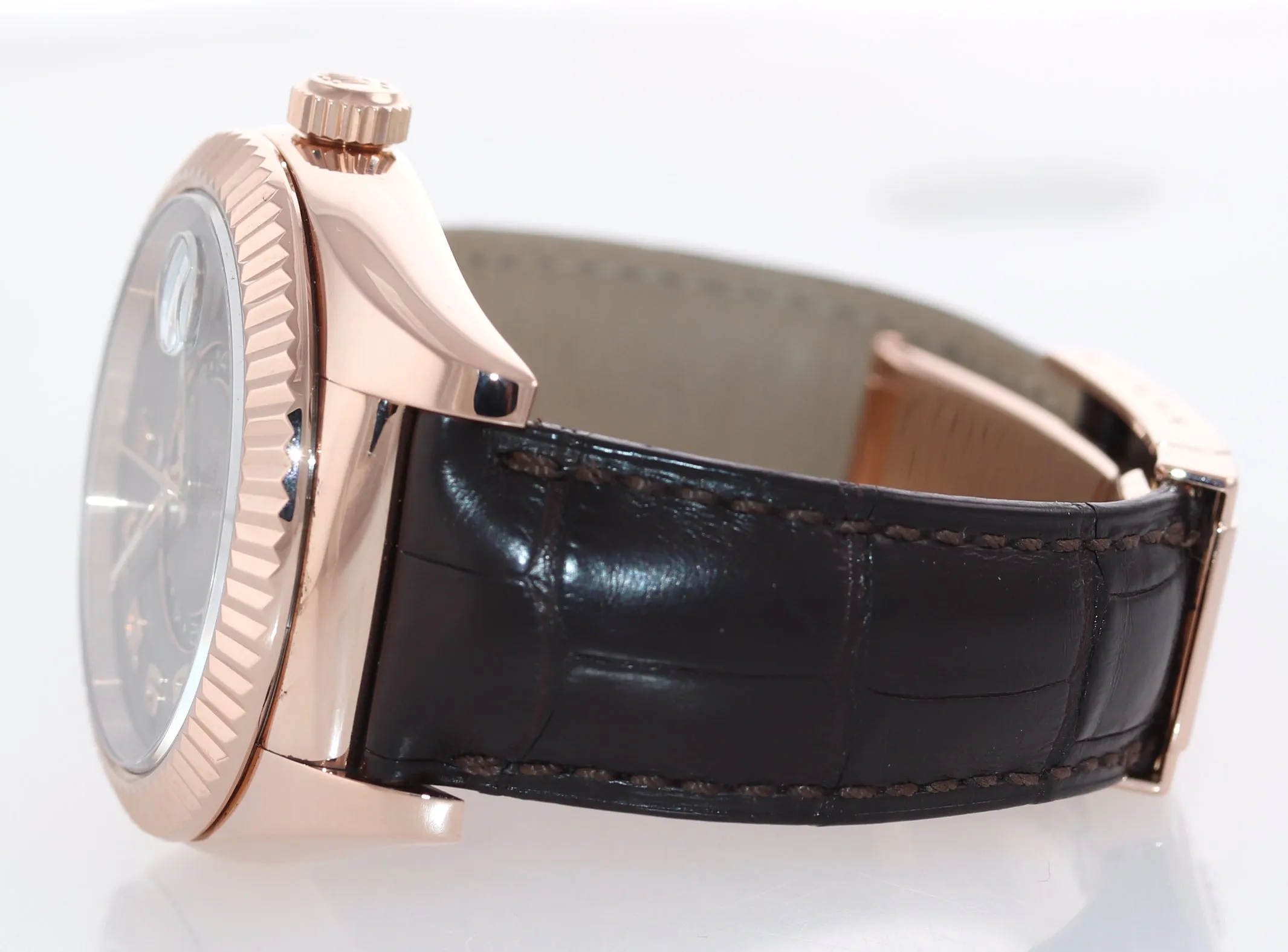 PAPERS 2018 Rolex Sky-Dweller 18K Rose Gold 326135 42mm Chocolate Leather Watch