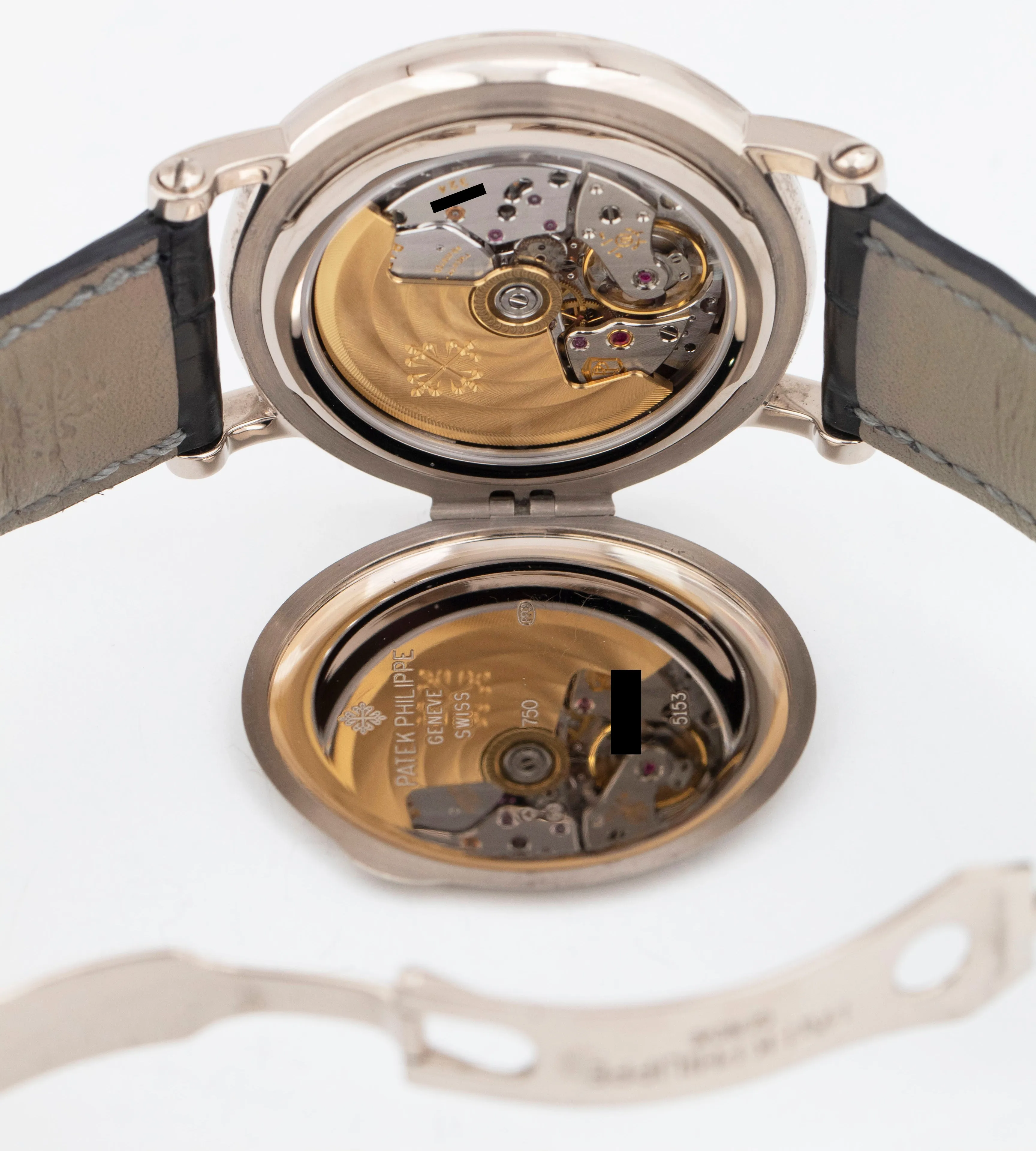 PAPERS Patek Philippe Calatrava Black 18K White Gold 38mm Watch 5153G-001 BOX