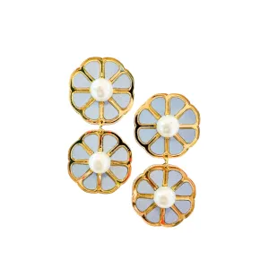 Pastel Blue Flower Statement Earrings