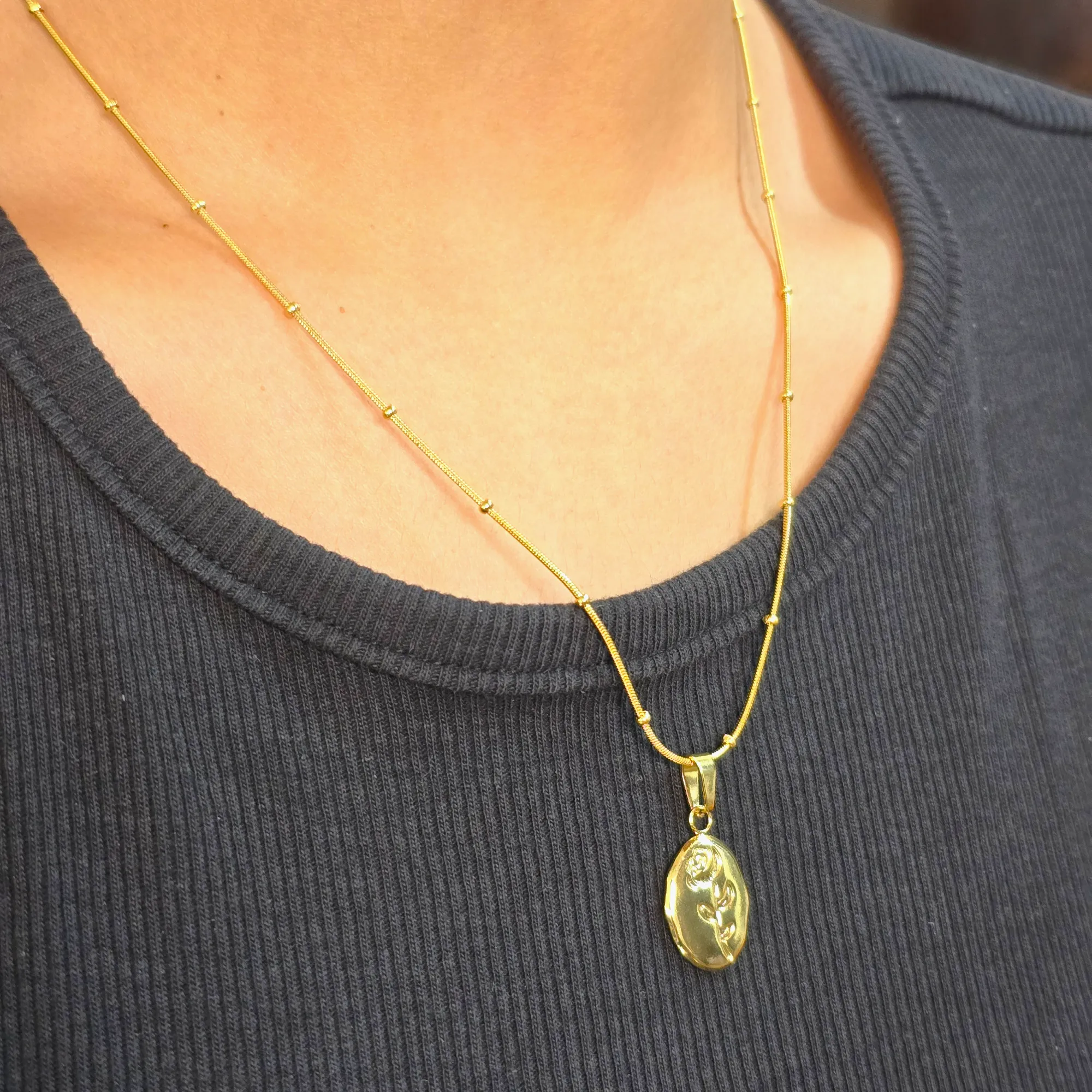 Patch Rose Chain Necklace Gold Plated, Waterproof and Anti-Tarnish