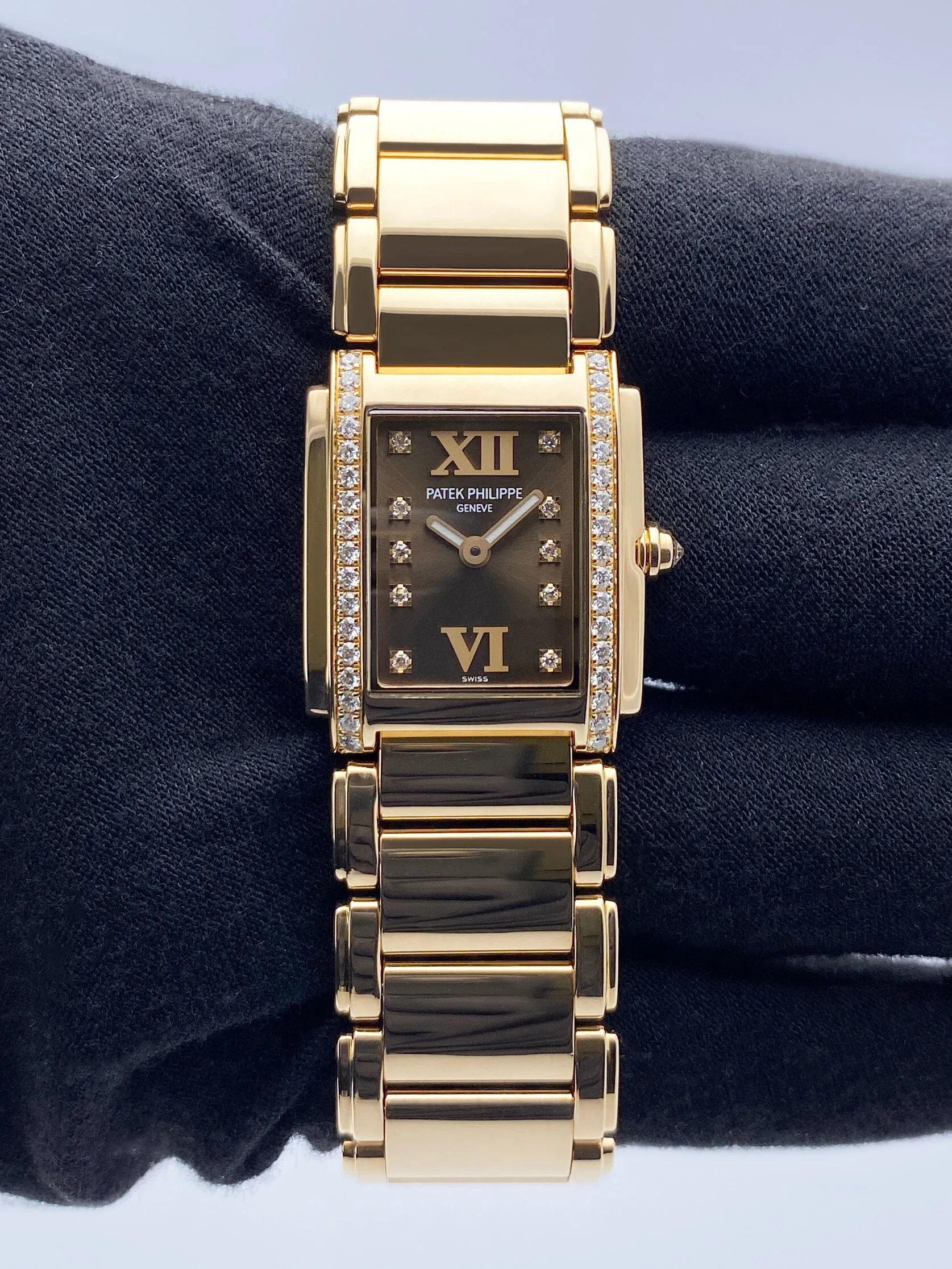 Patek Philippe Geneve Twenty-4 Rose Gold Chocolate Ladies Watch Box Papers