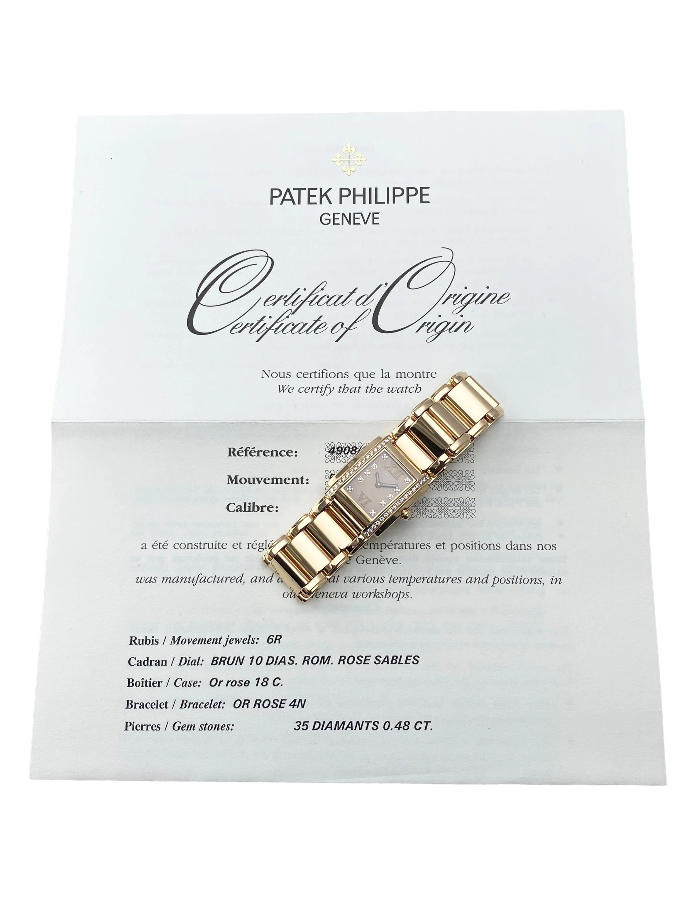 Patek Philippe Geneve Twenty-4 Rose Gold Chocolate Ladies Watch Box Papers