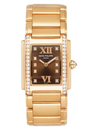 Patek Philippe Geneve Twenty-4 Rose Gold Chocolate Ladies Watch Box Papers