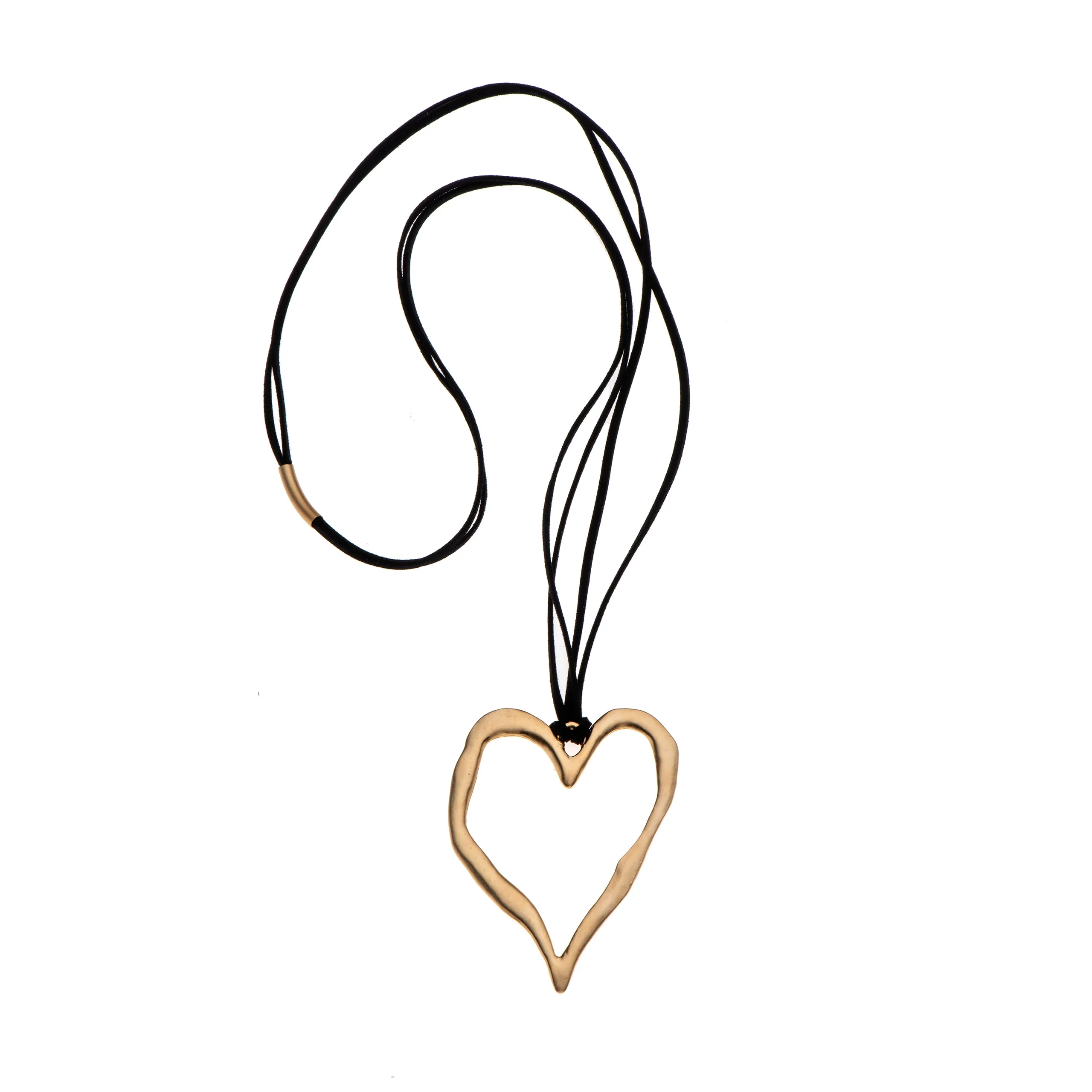 Patricia - Long 24K gold heart statement necklace