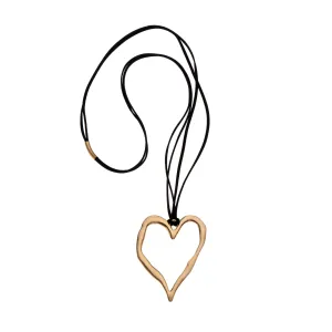 Patricia - Long 24K gold heart statement necklace