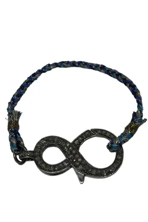 Pave Diamond Infinity Bracelet on Handwoven Braid