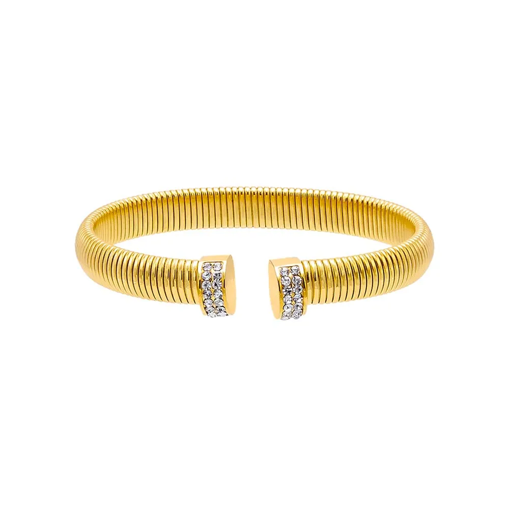 Pave Wide Snake Open Claw Bangle Bracelet
