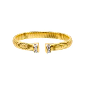 Pave Wide Snake Open Claw Bangle Bracelet