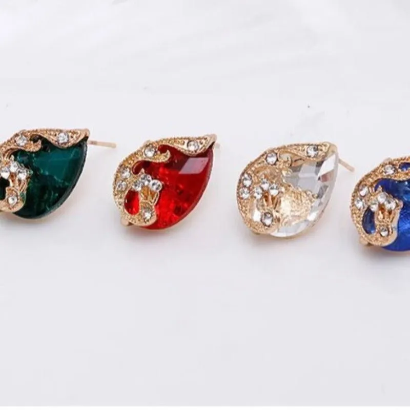 Peacock Water Drop Jewelry Set Necklaces Ring Earrings For Women