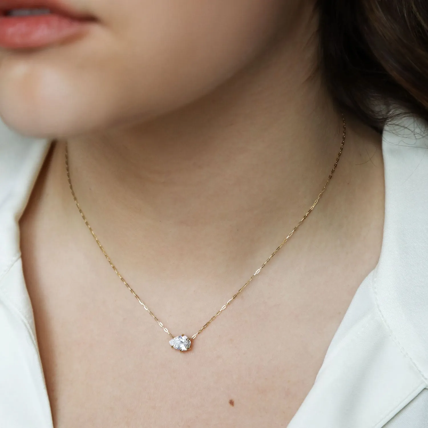 Pear Diamond Solitaire Necklace