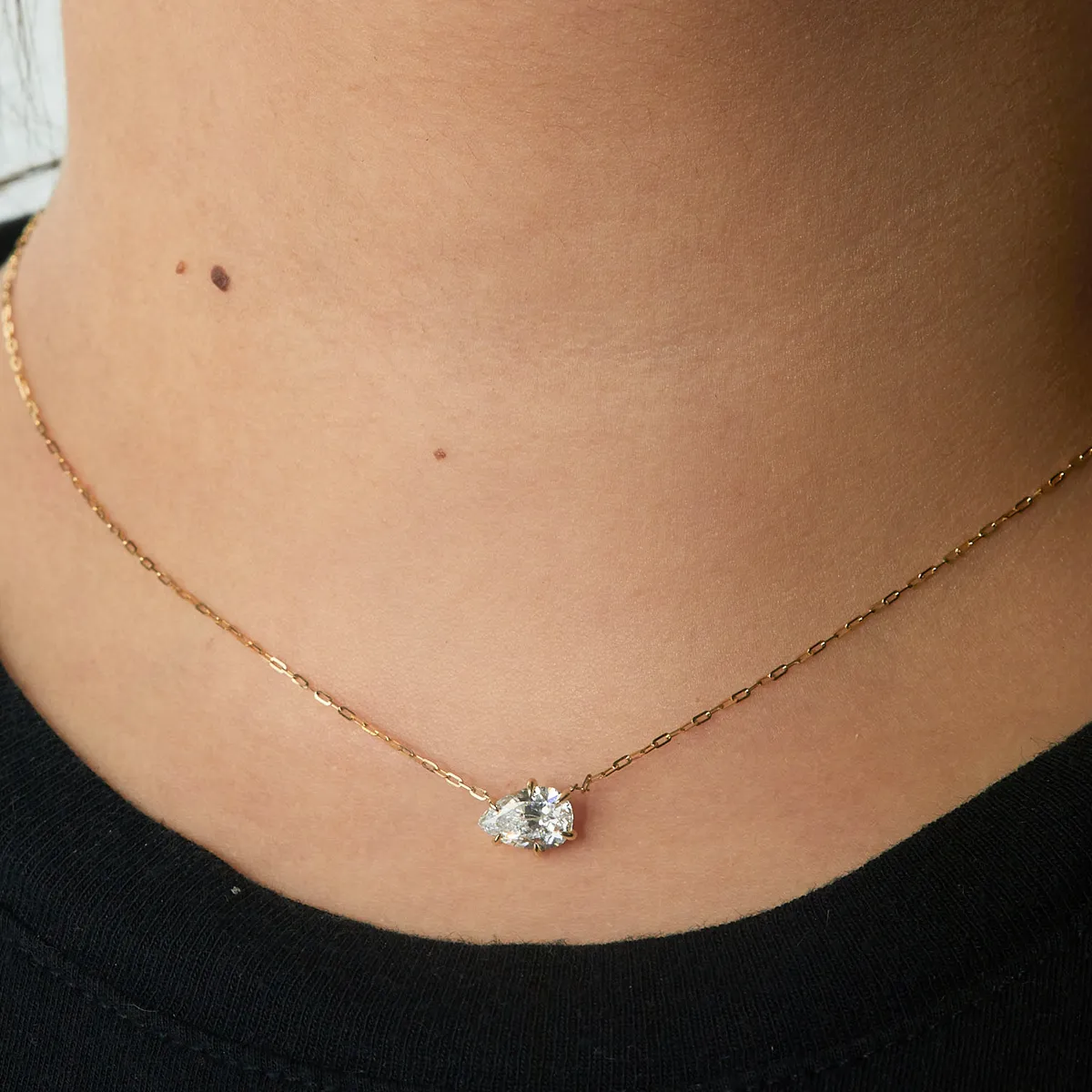 Pear Diamond Solitaire Necklace