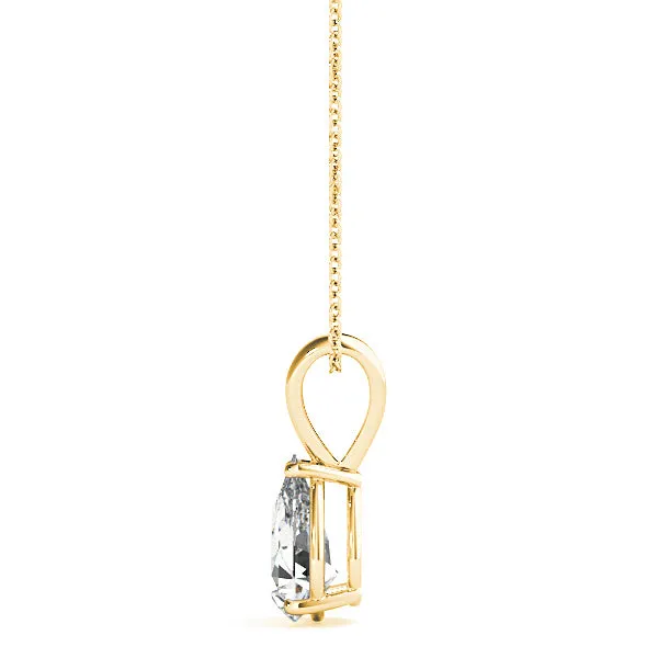 Pear Shape Diamond Solitaire Necklace Pendant