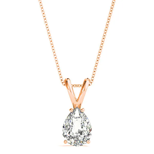 Pear Shape Diamond Solitaire Necklace Pendant