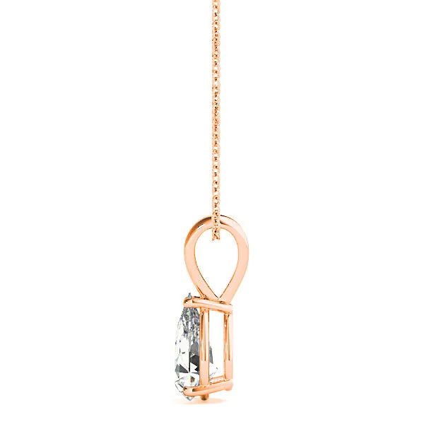 Pear Shape Diamond Solitaire Necklace Pendant