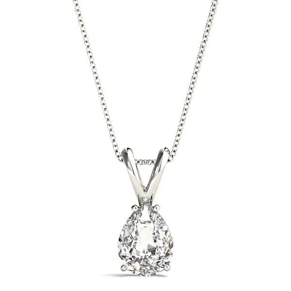 Pear Shape Diamond Solitaire Necklace Pendant
