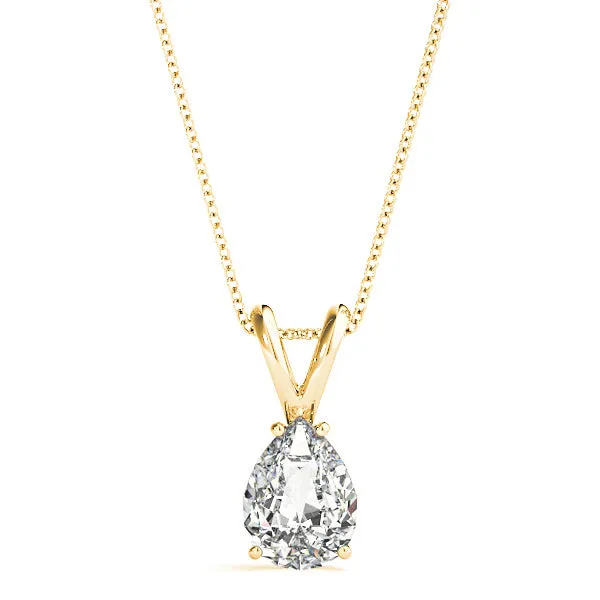 Pear Shape Diamond Solitaire Necklace Pendant
