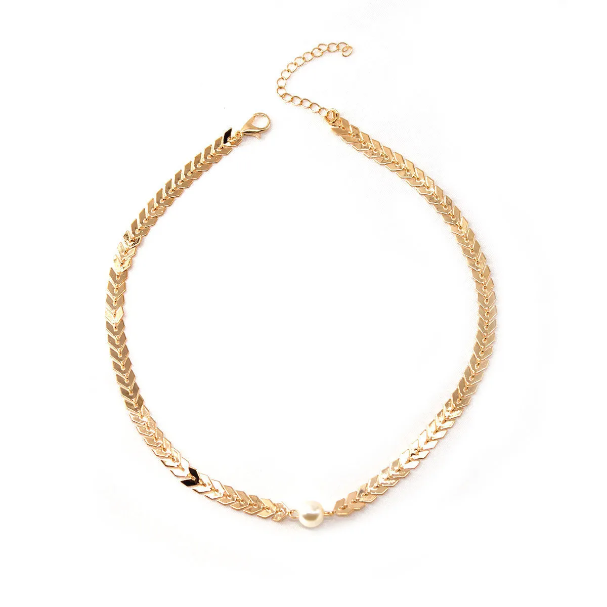 Pearl & 18K Gold-Plated Wheat Chain Collar Necklace