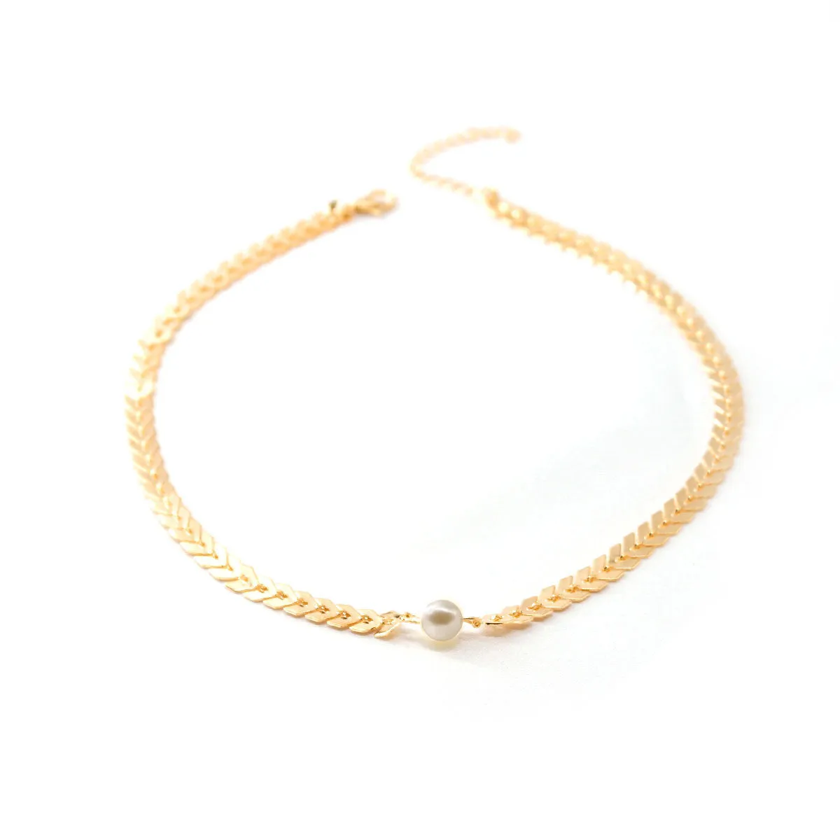 Pearl & 18K Gold-Plated Wheat Chain Collar Necklace