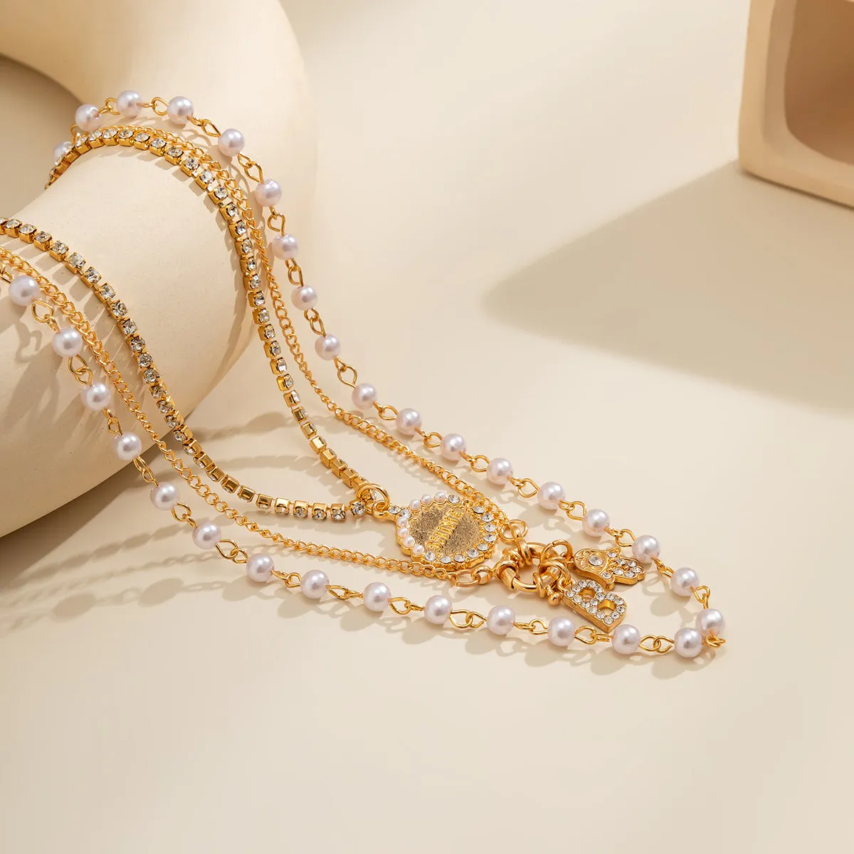 Pearl & Cubic Zirconia 18K Gold-Plated 'Shine' Hamsa Pendant Necklace Set