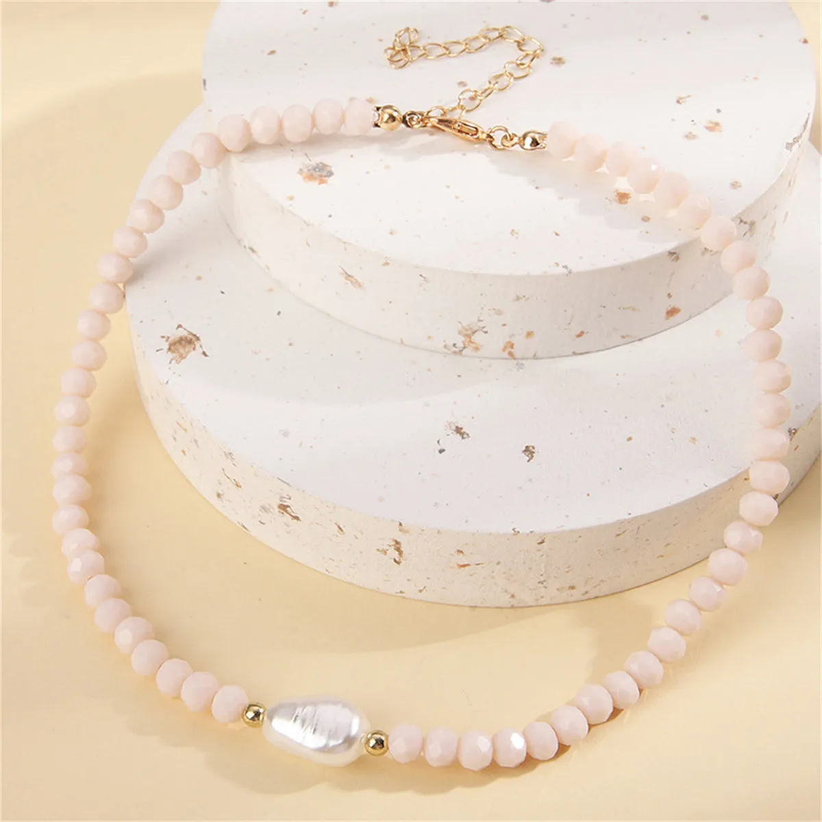 Pearl & Pink Acrylic 18K Gold-Plated Bead Necklace