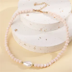 Pearl & Pink Acrylic 18K Gold-Plated Bead Necklace