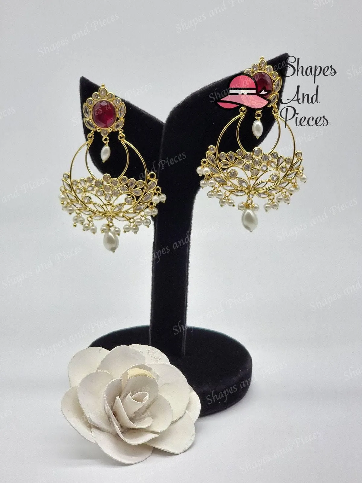 Pearl Tree Red Earrings