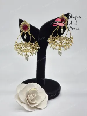 Pearl Tree Red Earrings