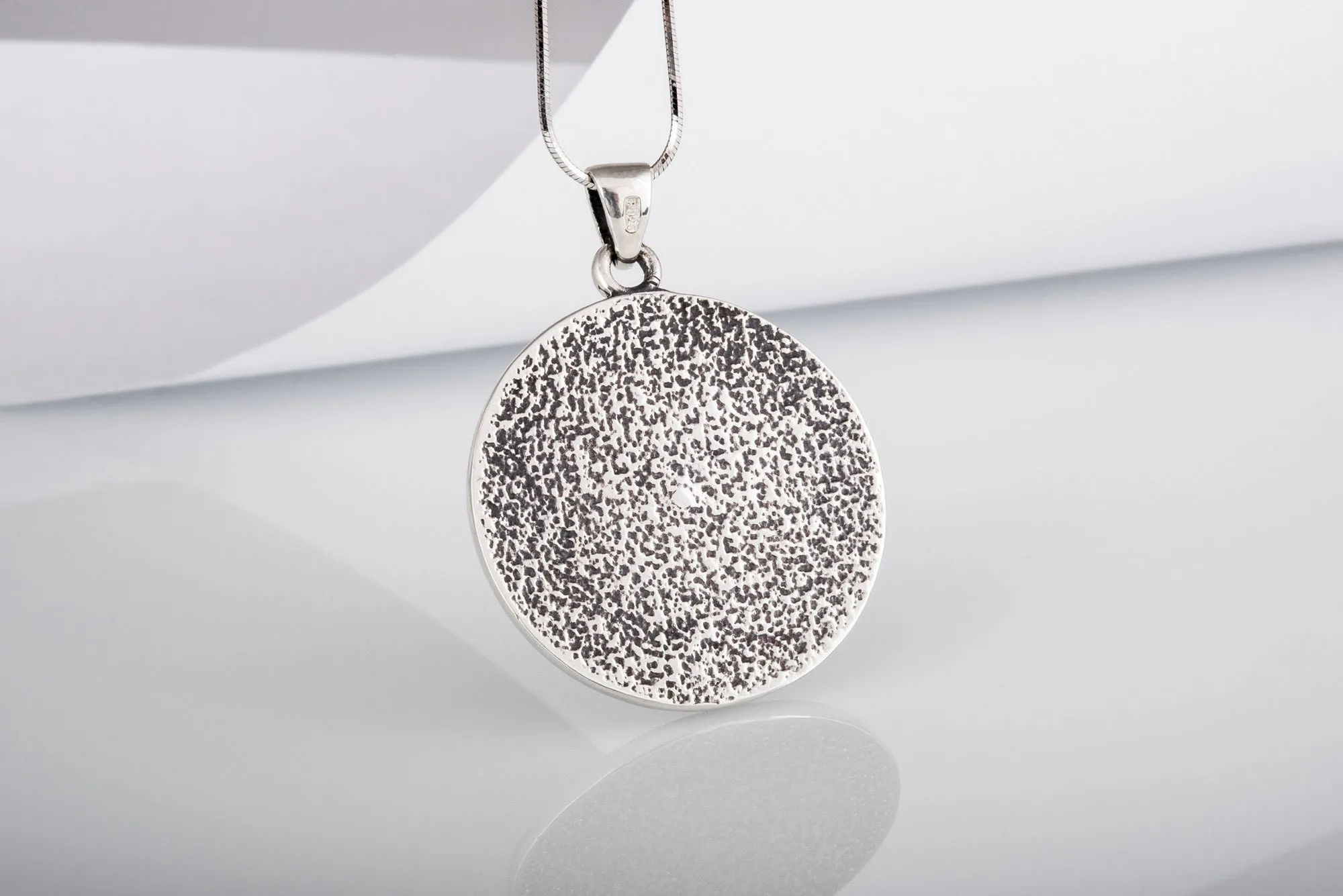 Pentagram Necklace with Red Cubic Zirconia Sterling Silver Handmade Jewelry